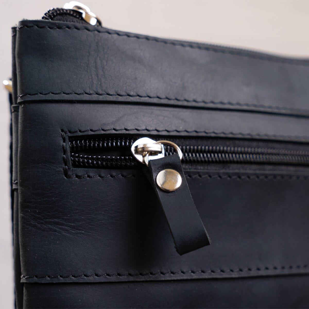 Leather Bag SHVIGEL 11024 Black Genuine Leather Handmade from Ukraine