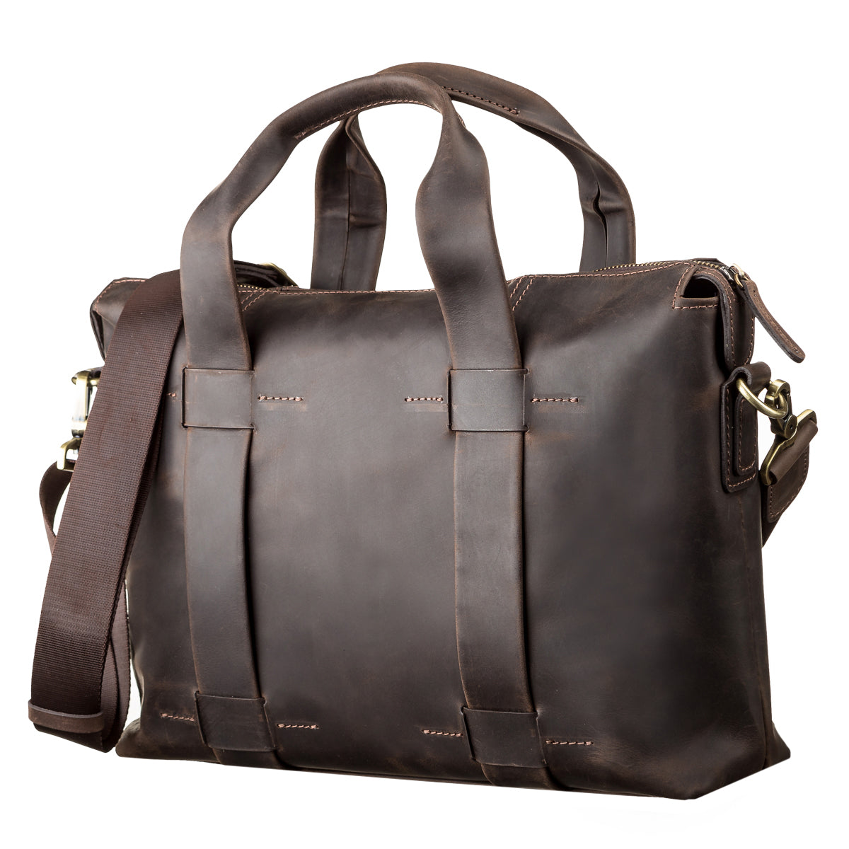 Men's Leather Bag SHVIGEL 11105 Brown Natural Leather Ukraine Crafted Design