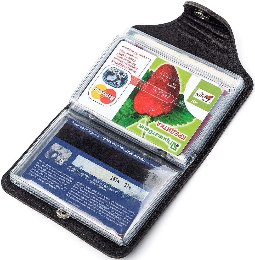 Vertical Card Holder SHVIGEL 13912 Genuine Leather in Brown for Business Cards