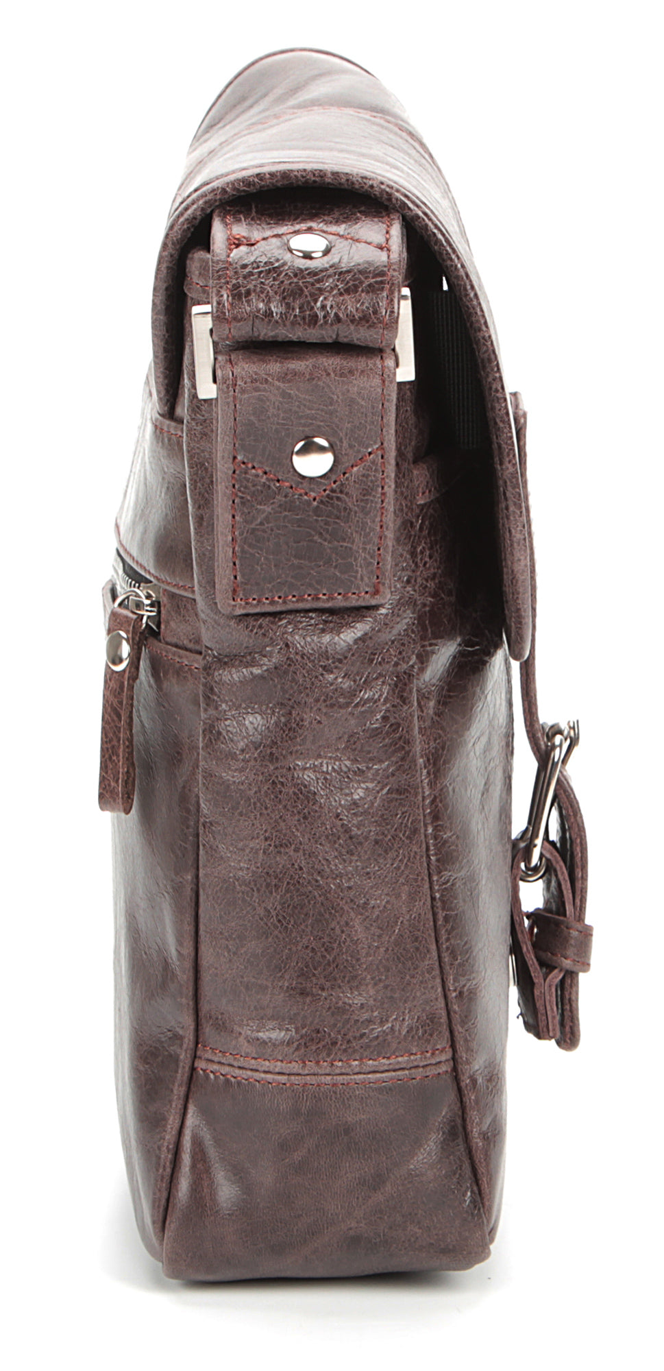 Leather Bag SHVIGEL Model 00855 Brown Genuine Leather Made in Ukraine