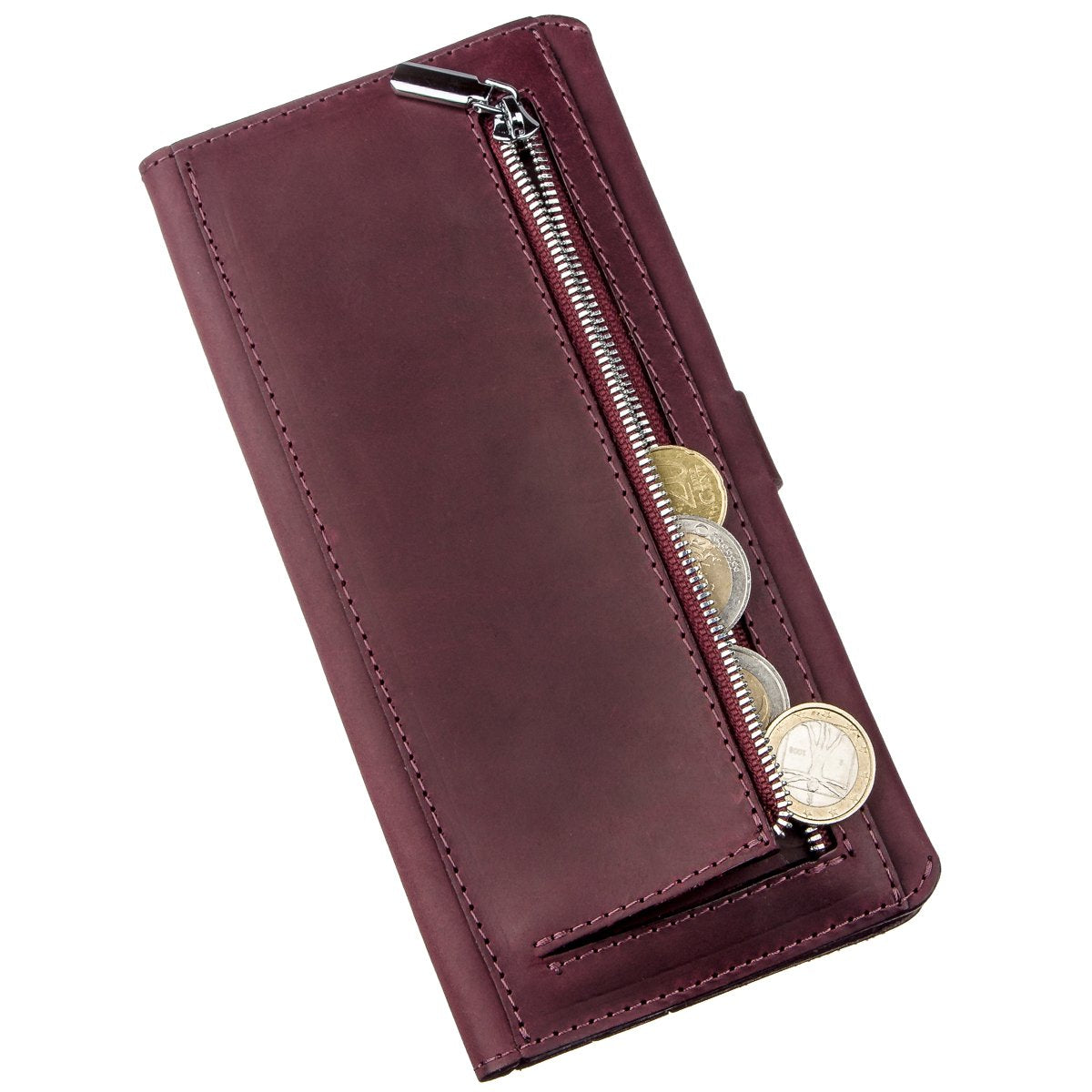 Vintage Leather Women's Wallet SHVIGEL 16205 Burgundy Made in Ukraine, Premium Quality