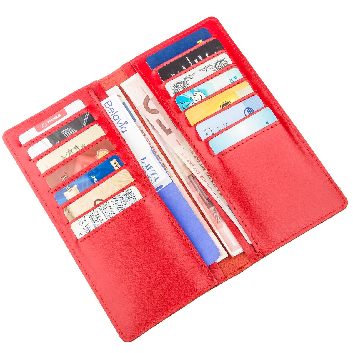 Vertical Wallet SHVIGEL 13990 Red Made of Genuine Leather from Ukraine