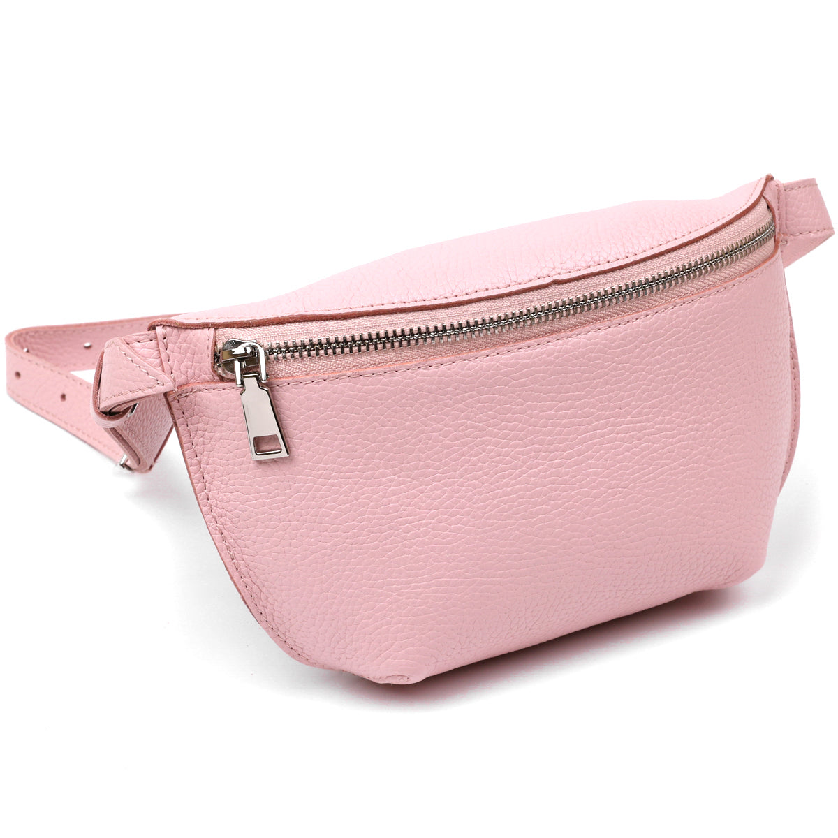 Women's Leather Banana Bag SHVIGEL 16375 Pink Natural Leather Durable Design