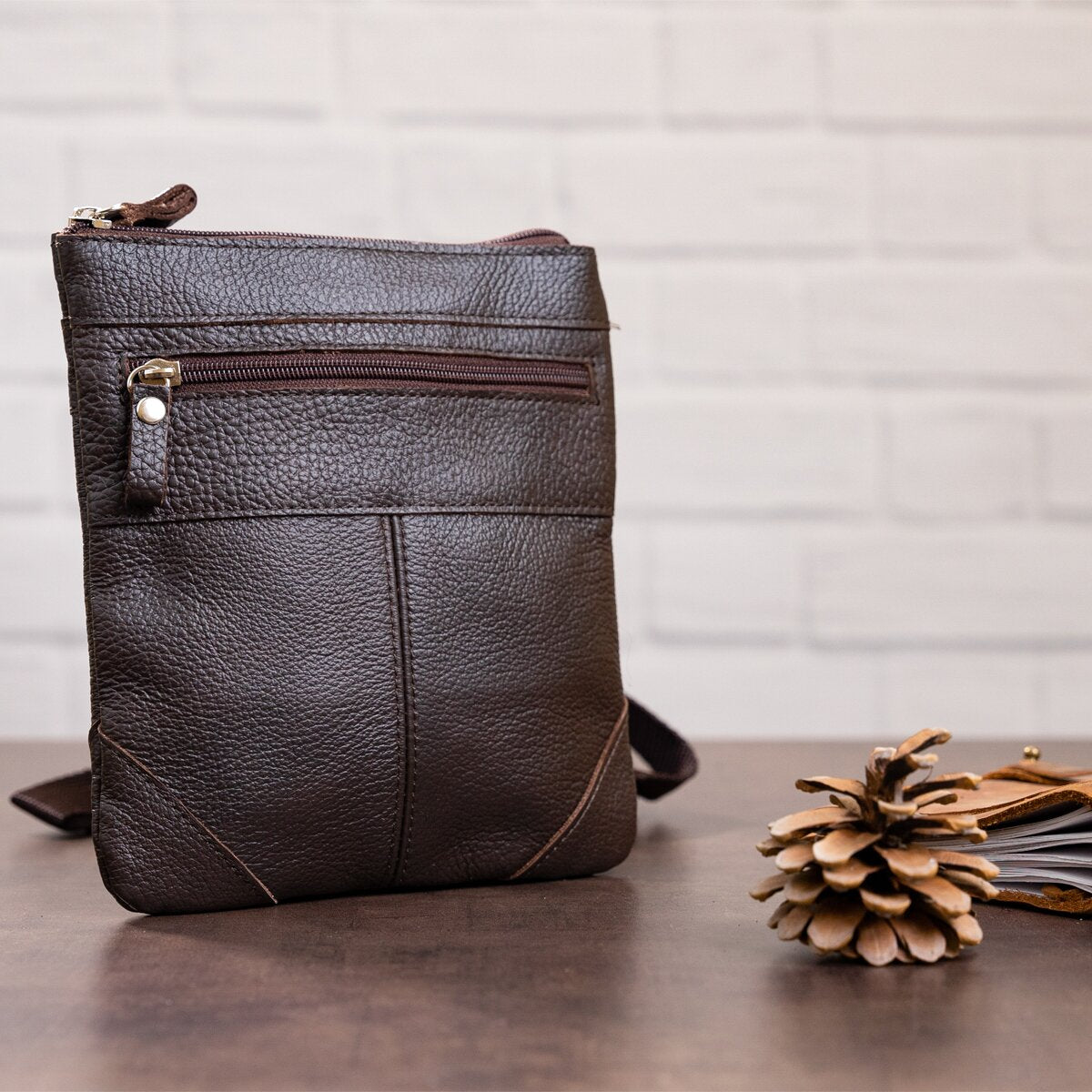 Leather Bag SHVIGEL 11014 Made in Ukraine Brown Natural Leather Classic Design