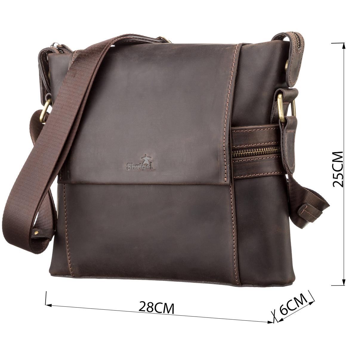 Men's Leather Bag SHVIGEL 11097 Brown Genuine Leather Made in Ukraine