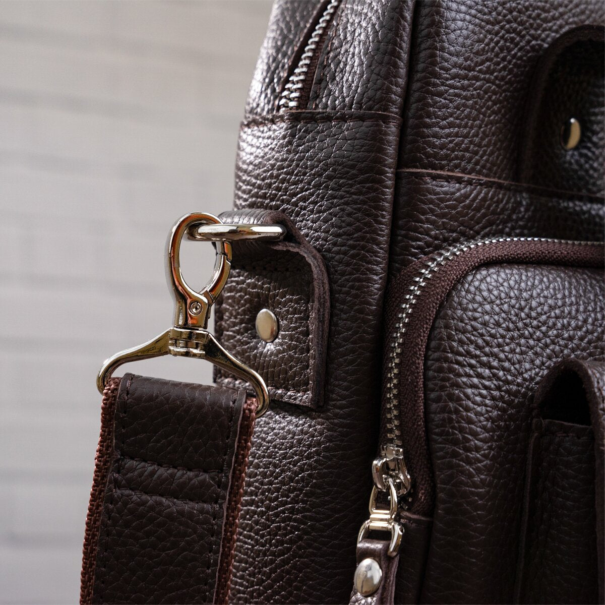 High-Quality SHVIGEL Vertical Men's Bag A4 Format 11168 Brown Flotar Genuine Leather