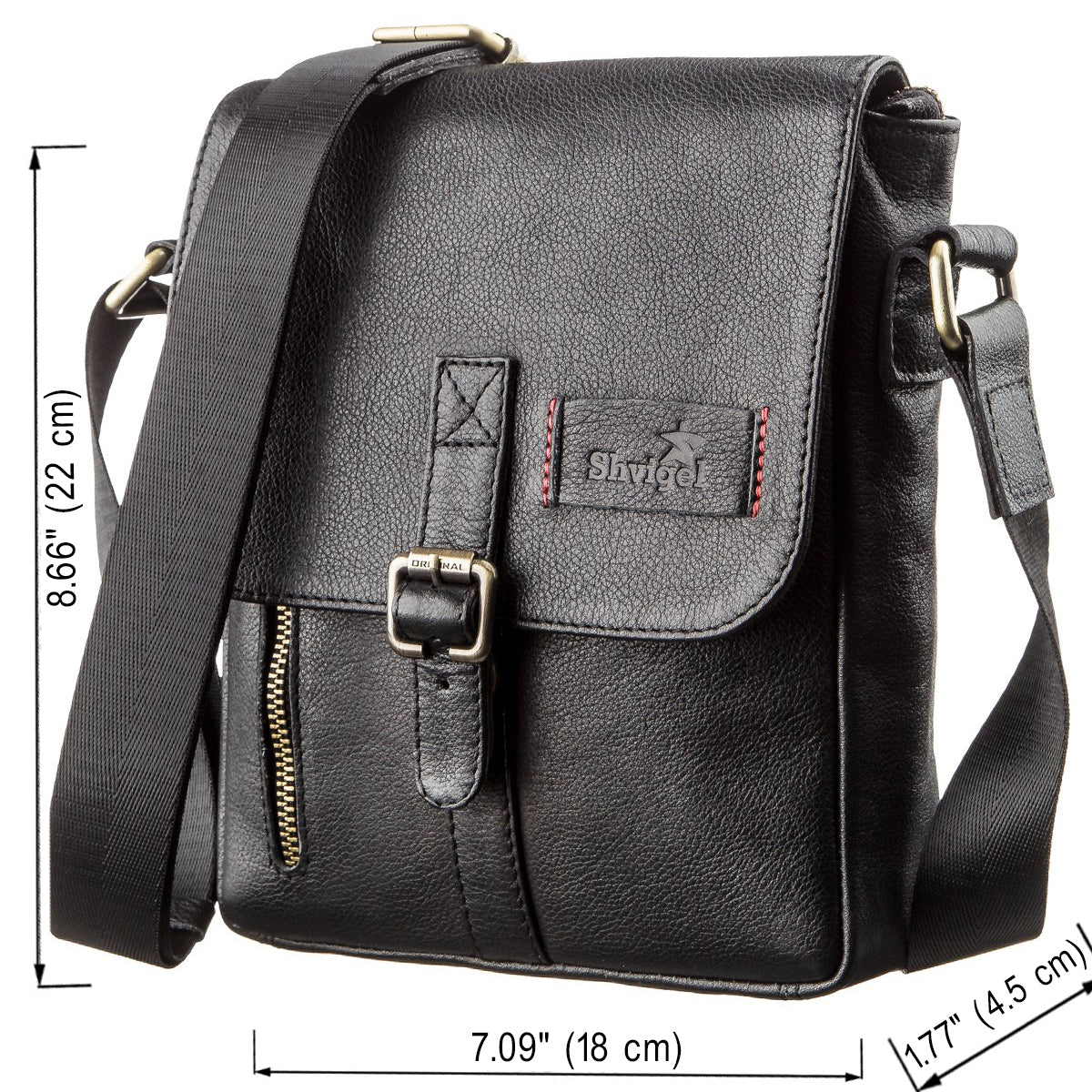 Men's Leather Bag - SHVIGEL 19100 - Black - Natural Leather - Handmade in Ukraine