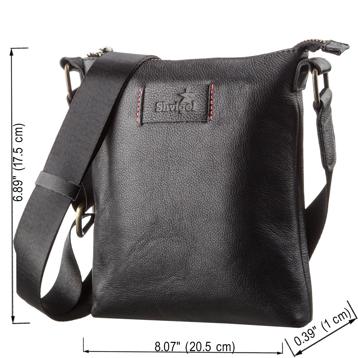 Men's Leather Tablet Case SHVIGEL 19115 Black Natural Leather High-Quality Design