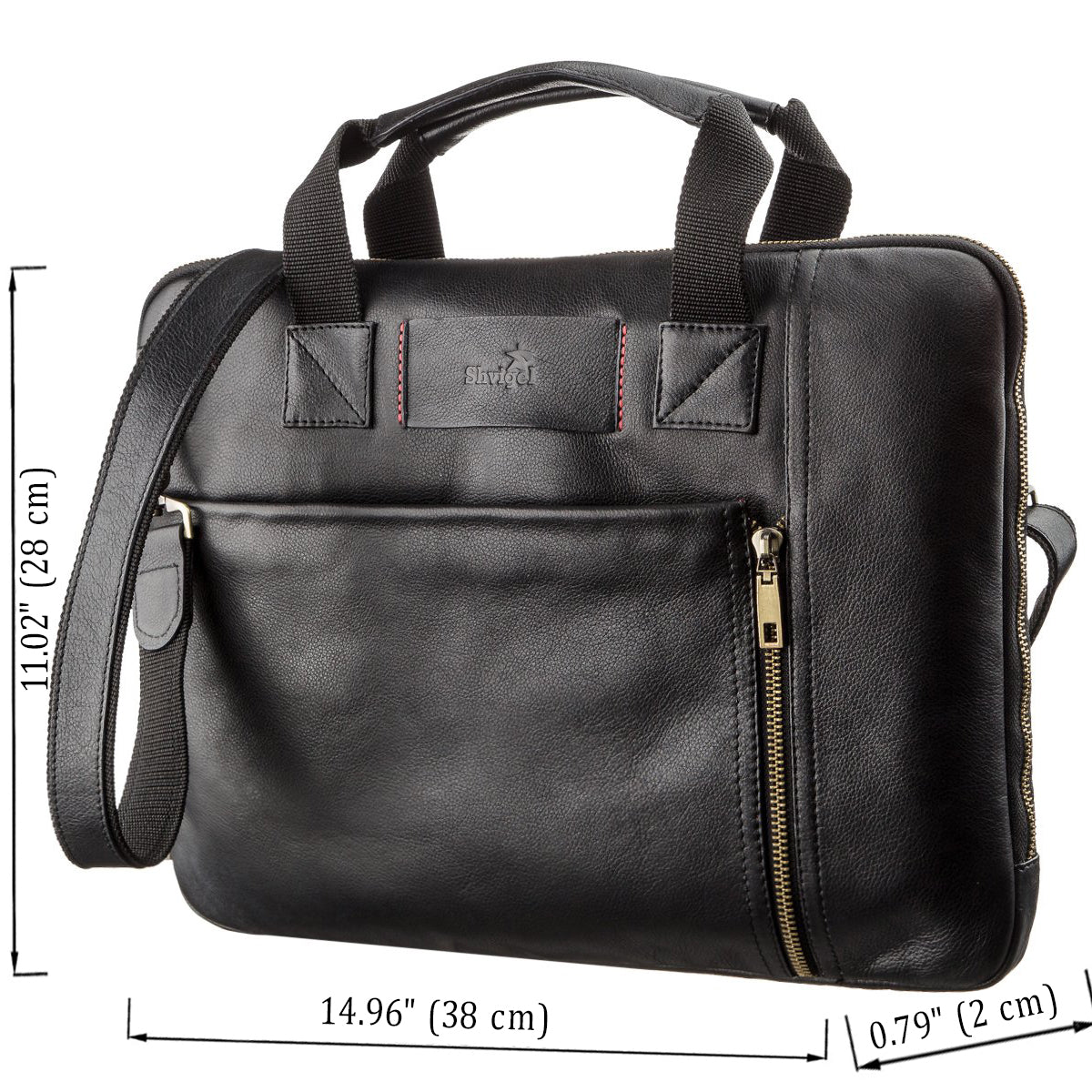 Men's Slim Leather Laptop Bag SHVIGEL 19117 Black Made of Genuine Leather