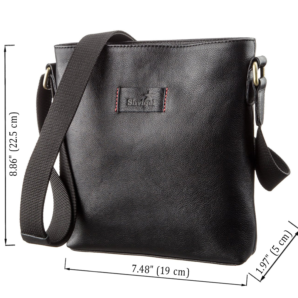 Men's SHVIGEL Leather Unclasped Bag 19119 Black - Genuine Leather, Ukraine Made
