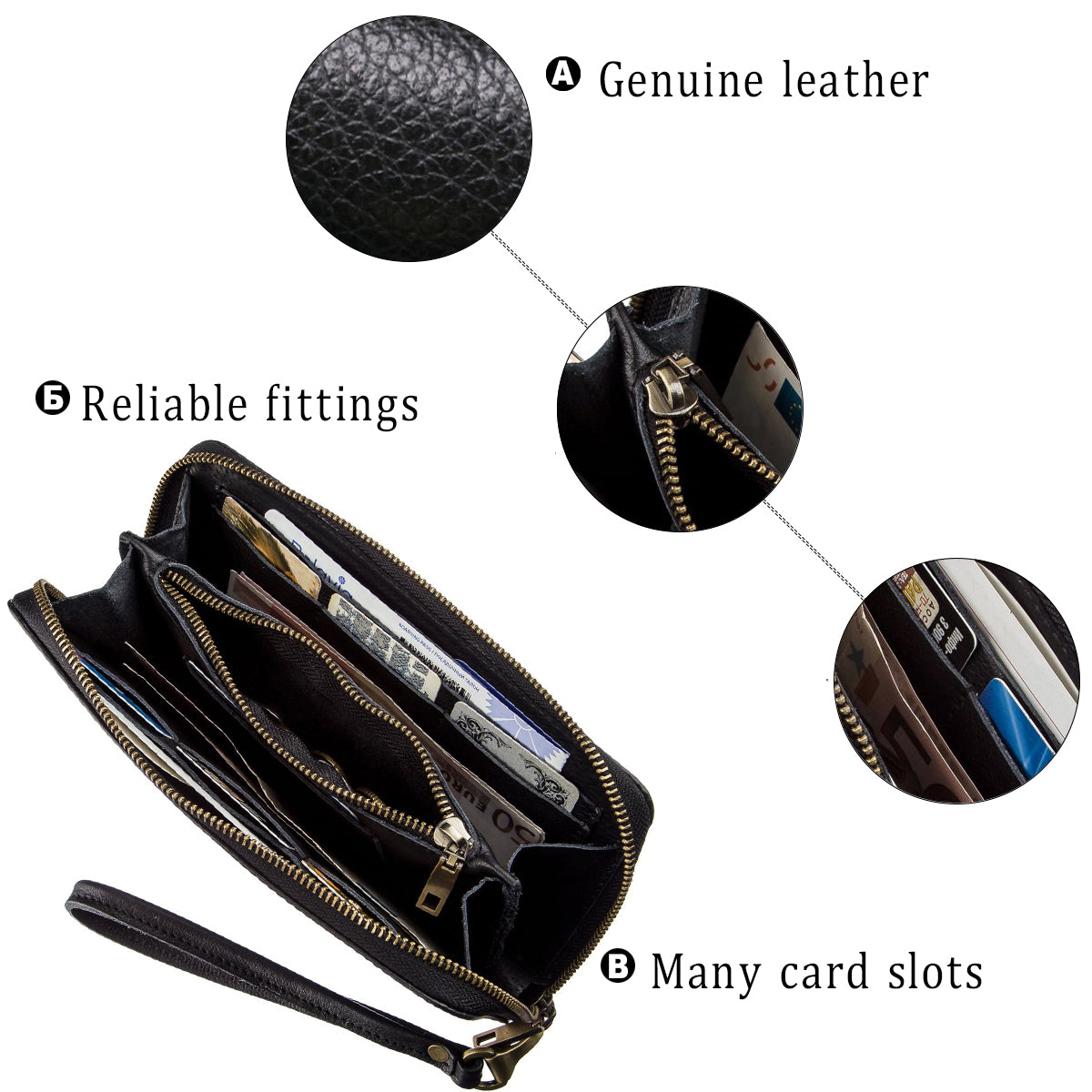 Men's Horizontal Leather Clutch by SHVIGEL 19120 in Black - Genuine Leather, Ukrainian Craftsmanship