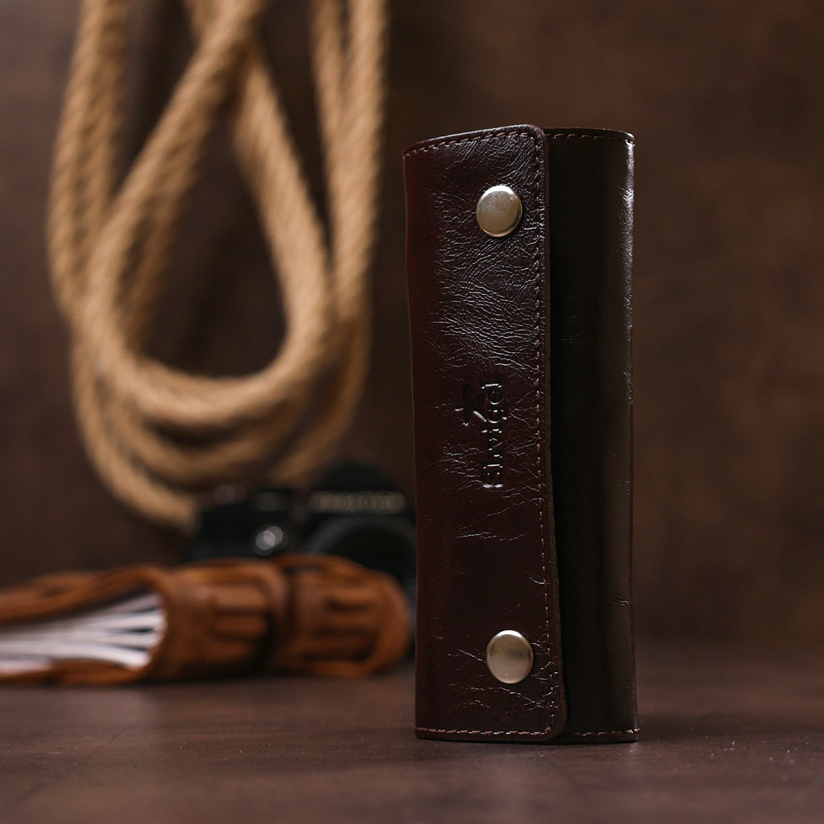 Convenient Leather Key Holder SHVIGEL 16534 Brown Natural Leather for Keys