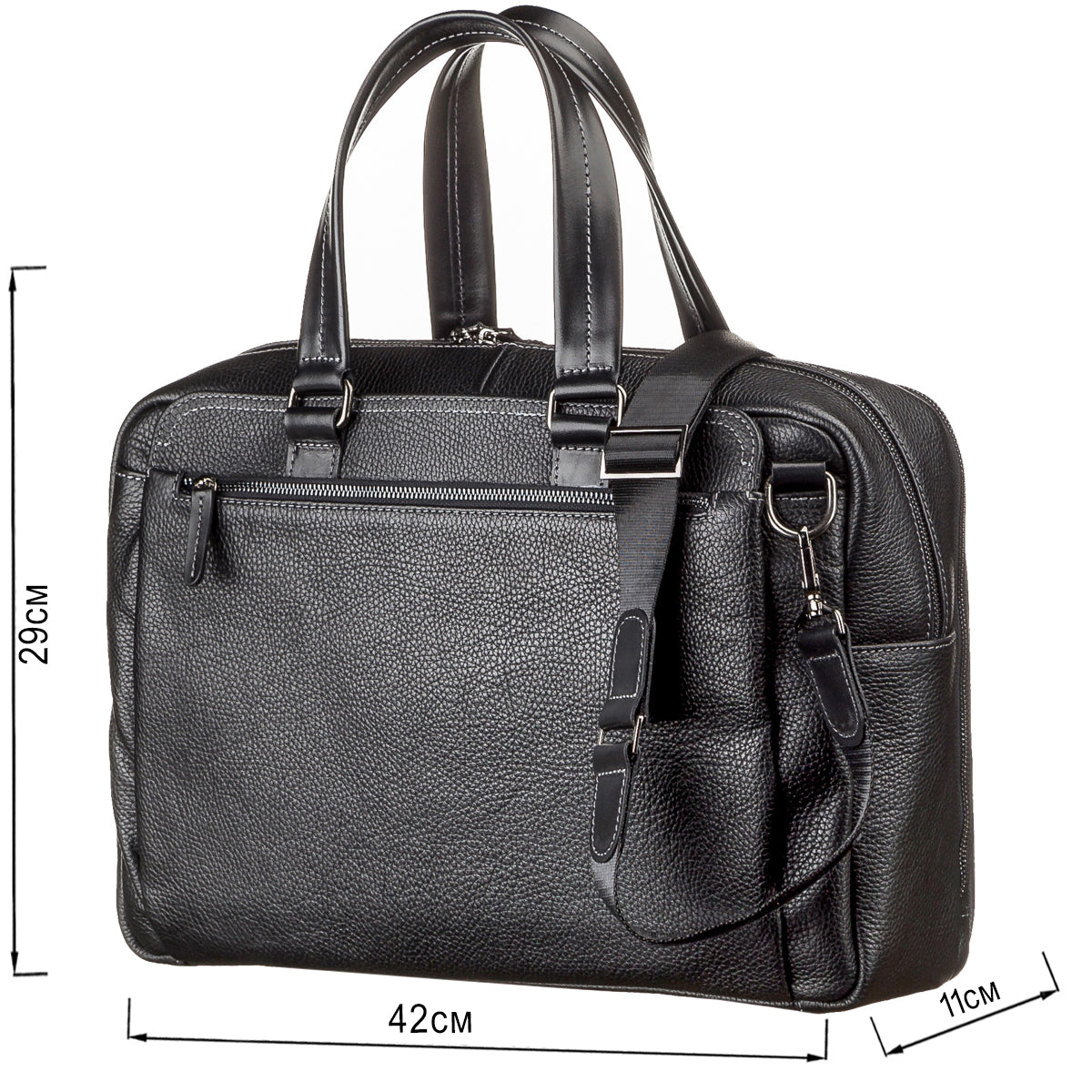 Men's Leather Bag SHVIGEL 11123 Black Genuine Leather Made in Ukraine