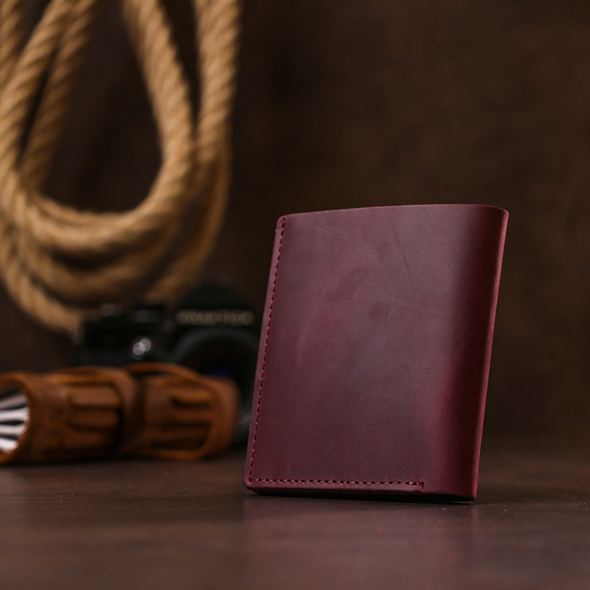 Fashionable Vintage Women's Wallet SHVIGEL 16499 Burgundy Natural Leather