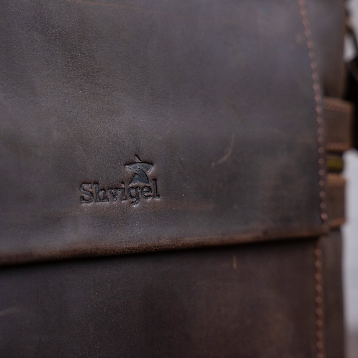 Men's Leather Bag SHVIGEL 11097 Brown Genuine Leather Made in Ukraine