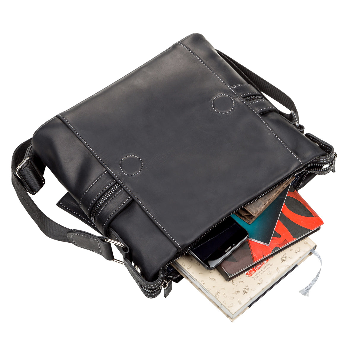 Men's Leather Bag SHVIGEL 11096 Black Genuine Leather Made in Ukraine