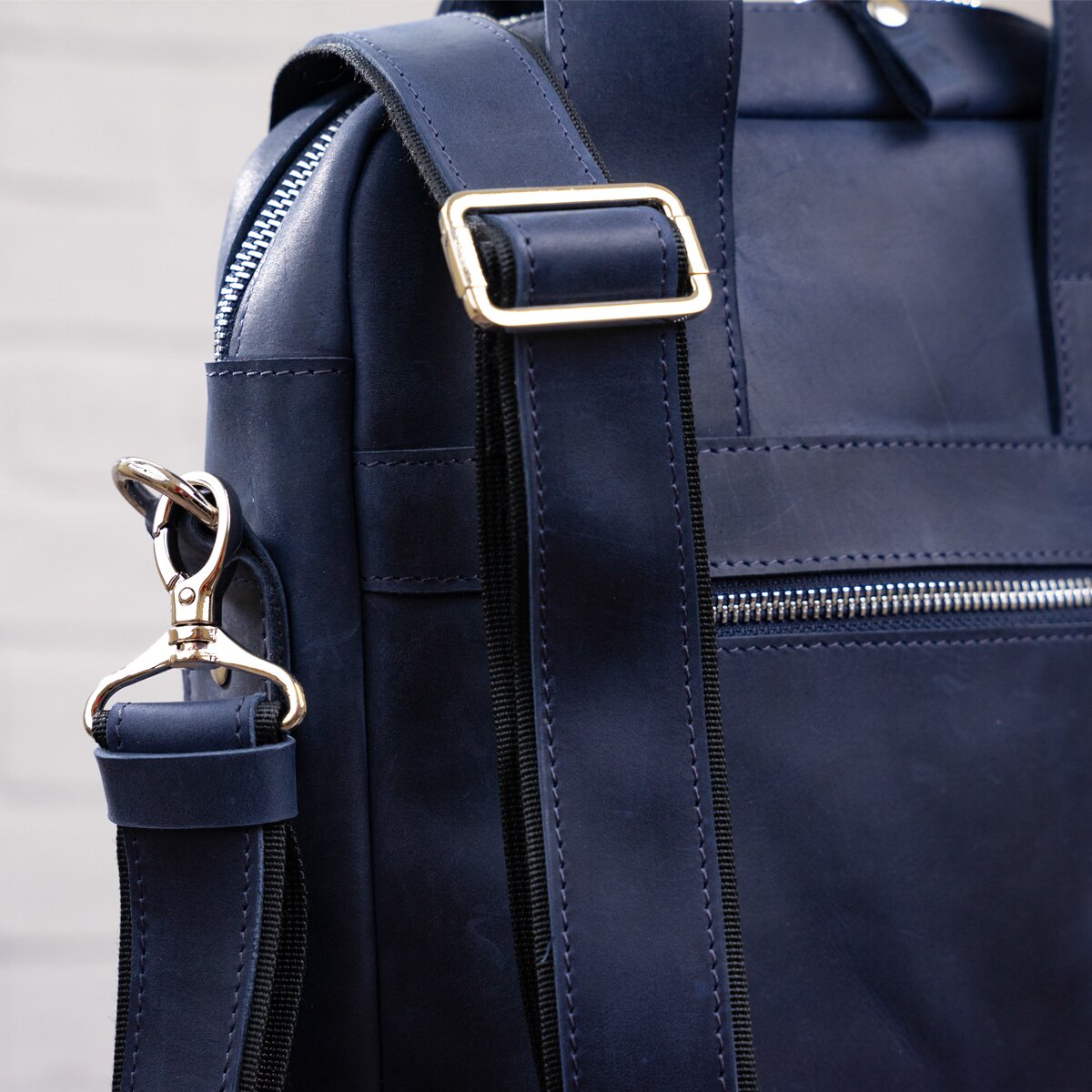 Stylish A4 Vertical Format Bag in Matte Leather by SHVIGEL, Model 11170, Blue Color