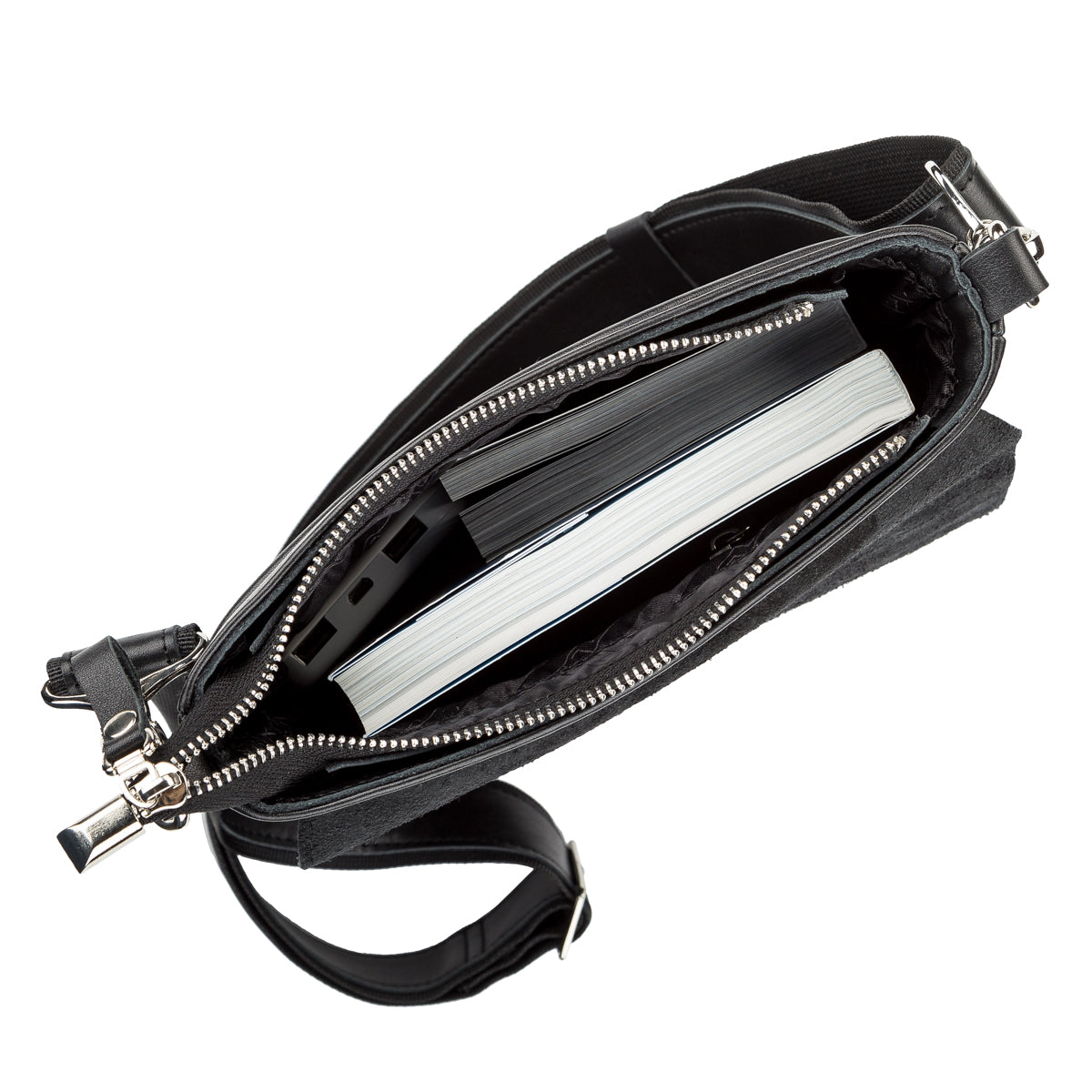 Leather Bag SHVIGEL 11124 Black Natural Leather Made in Ukraine with Durable Design