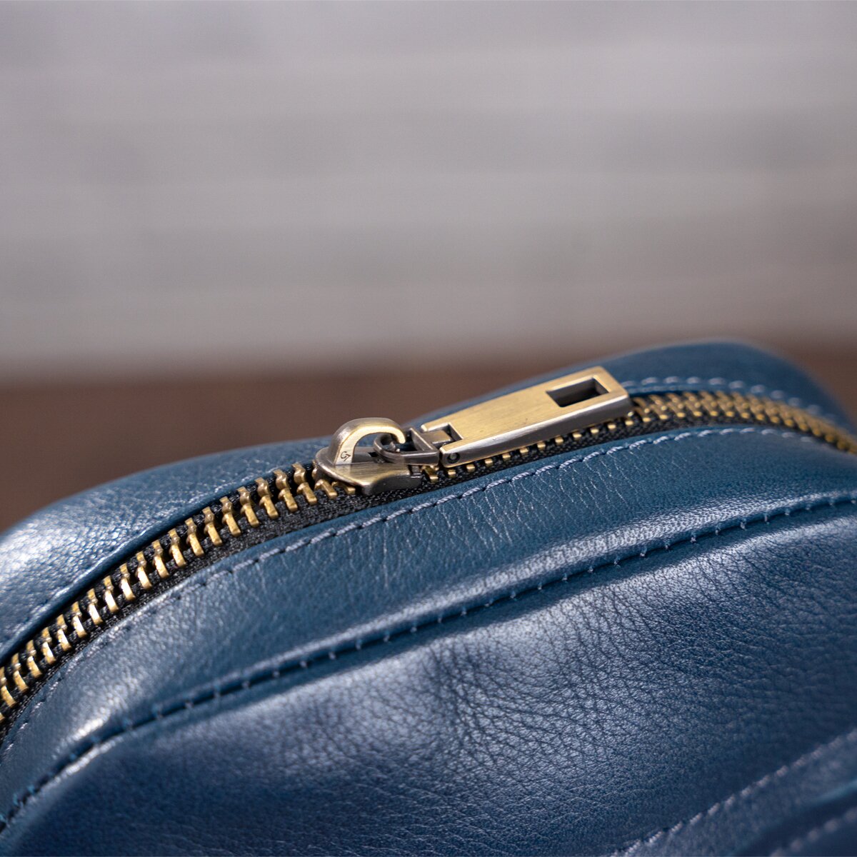 Men's Leather Bag SHVIGEL 19105 Blue Natural Leather Handmade in Ukraine