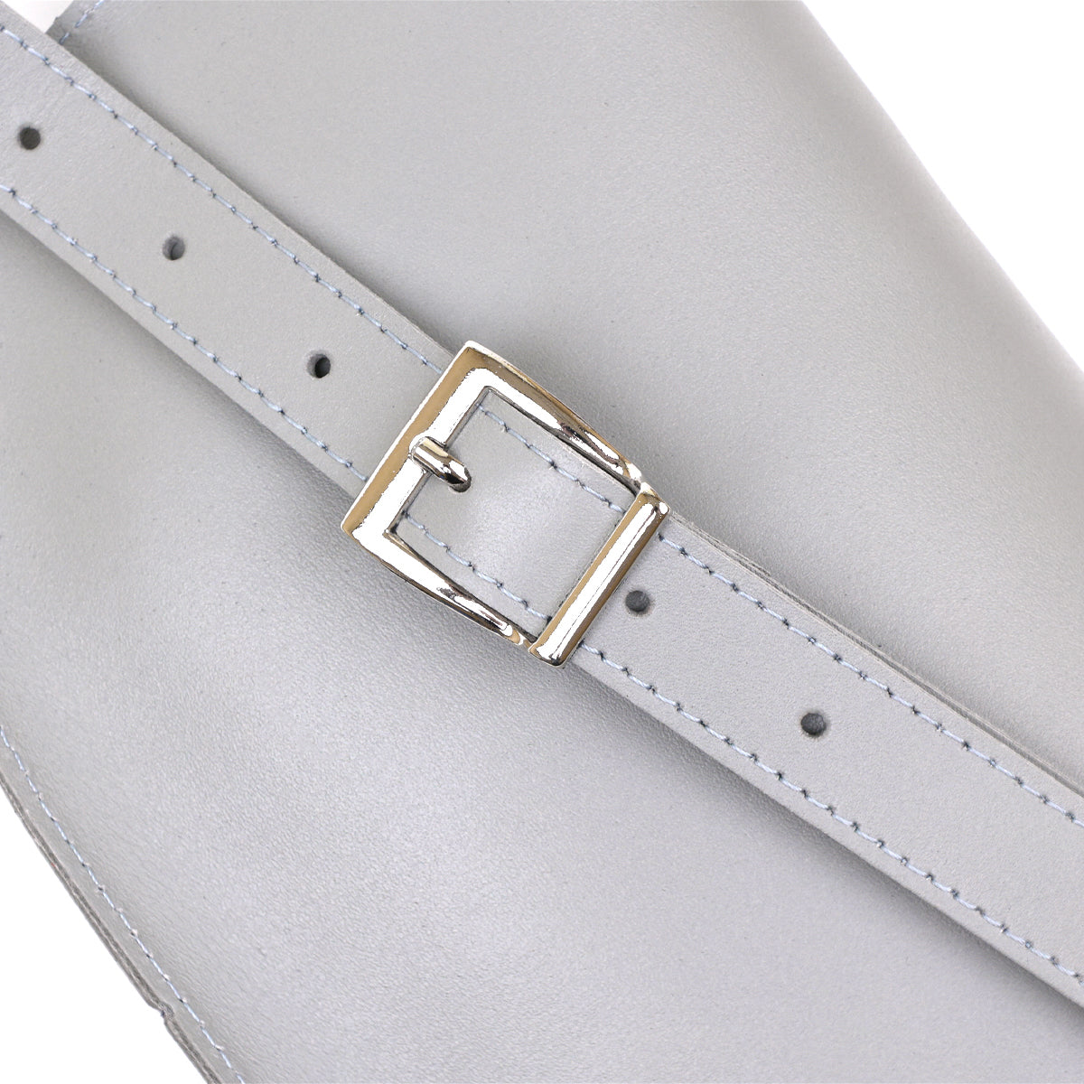 Women's Banana Bag SHVIGEL 16389 Grey Genuine Leather Crafted in Ukraine