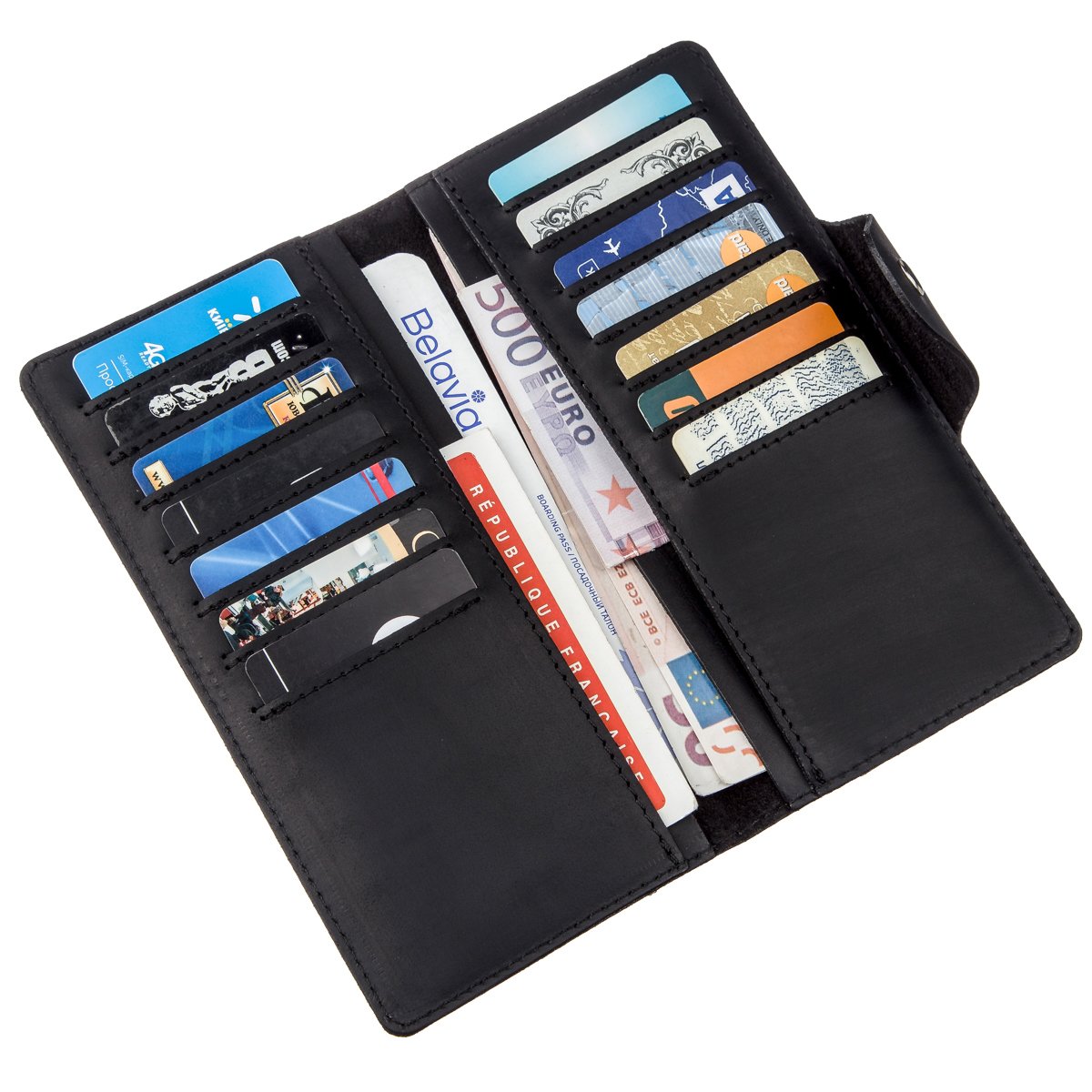 Vintage Leather Wallet SHVIGEL 16165 Black Natural Leather for Men