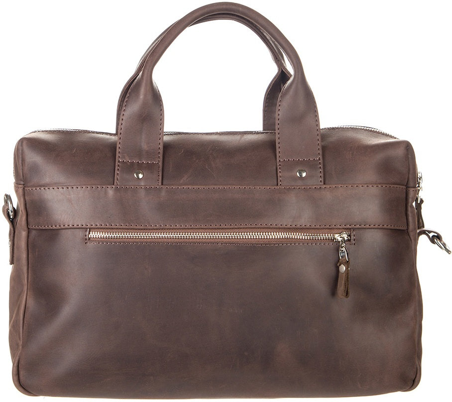 Leather Laptop Bag SHVIGEL 11020 Brown Natural Leather Handmade in Ukraine