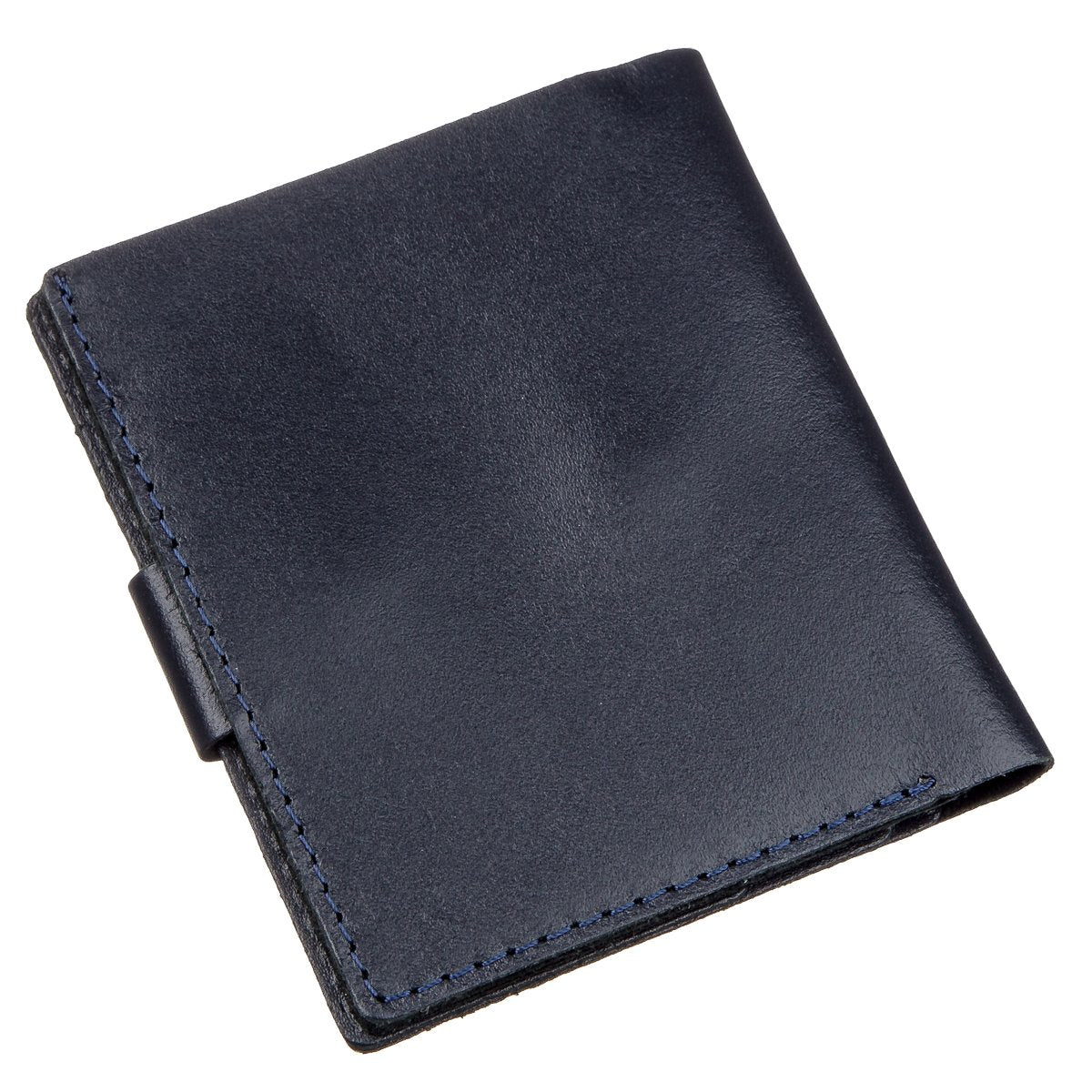 Vertical Men's Leather Wallet with Coin Pocket SHVIGEL 16224 Blue - Genuine Leather from Ukraine