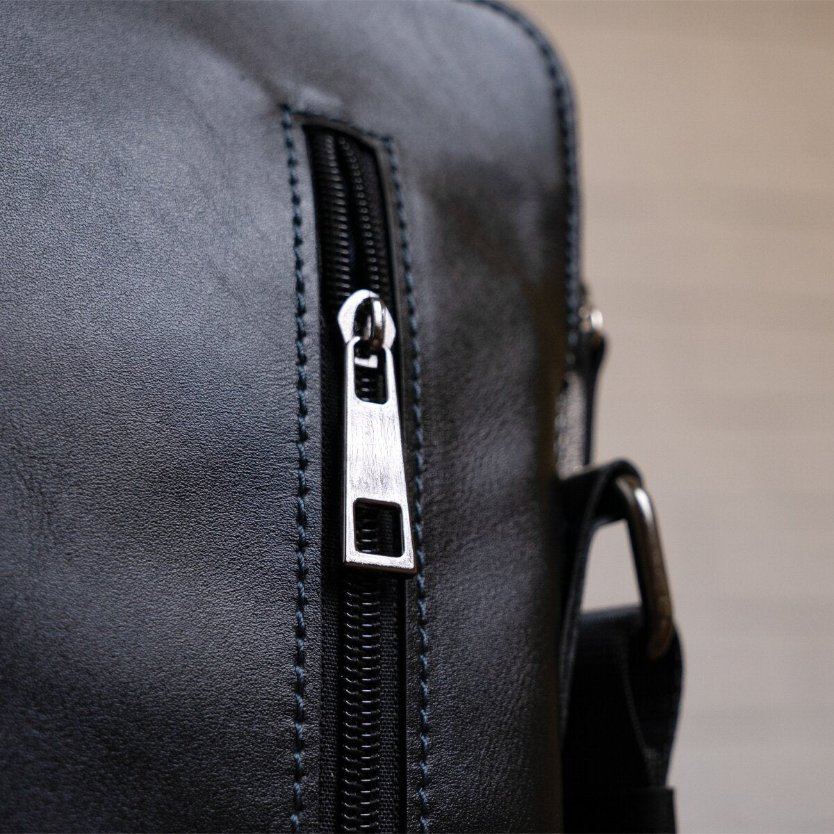 Men's Leather Bag SHVIGEL 11101 Black Genuine Leather Handmade in Ukraine