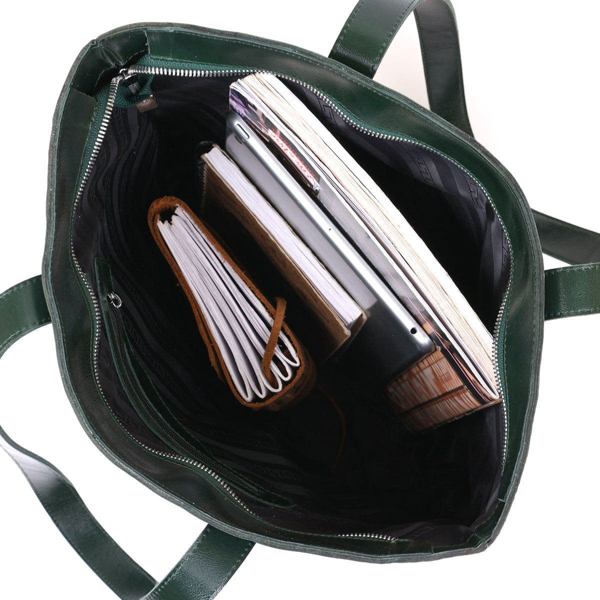 Leather Women's Shopper Bag SHVIGEL 16367 Green Made in Ukraine Genuine Leather