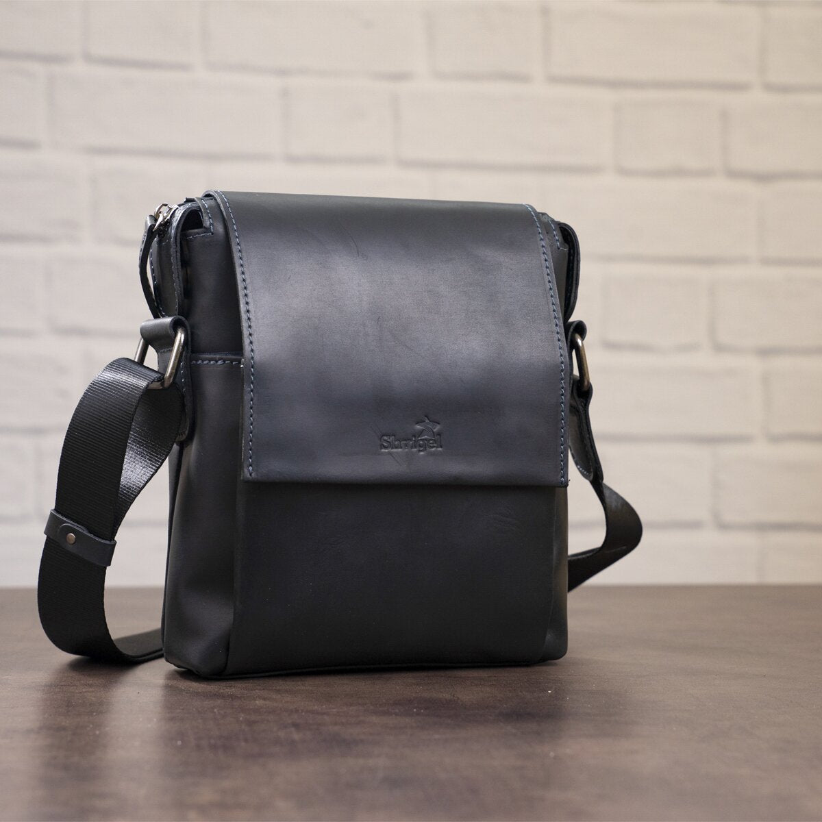 Men's Matte Leather Bag SHVIGEL 11173 Black Natural Leather Stylish Design