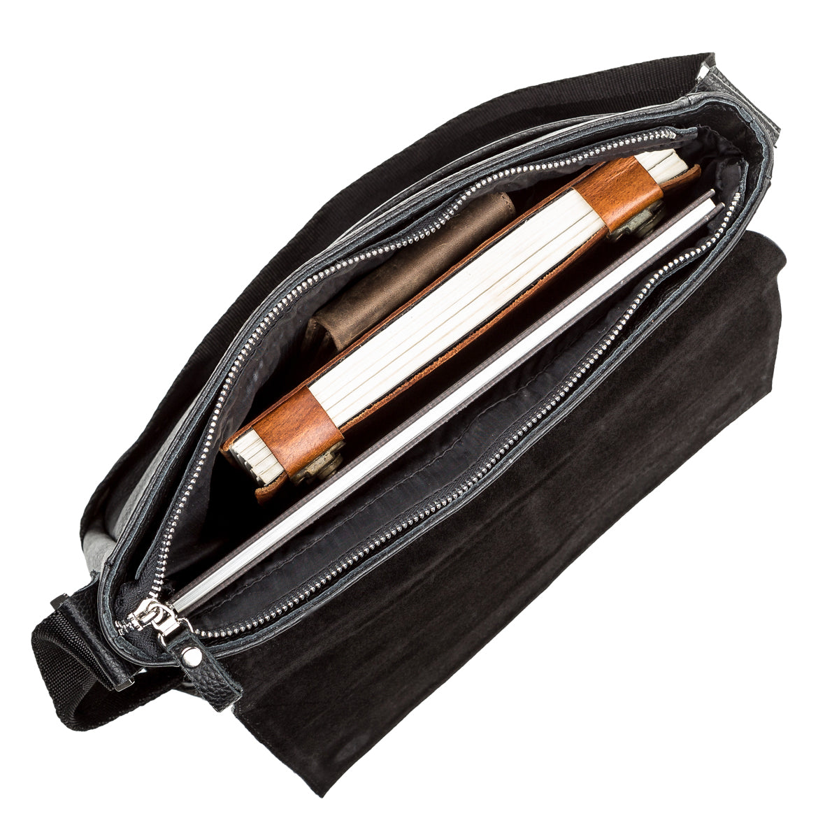 Black SHVIGEL Leather Bag 00797 - Premium Quality Natural Leather, Made in Ukraine