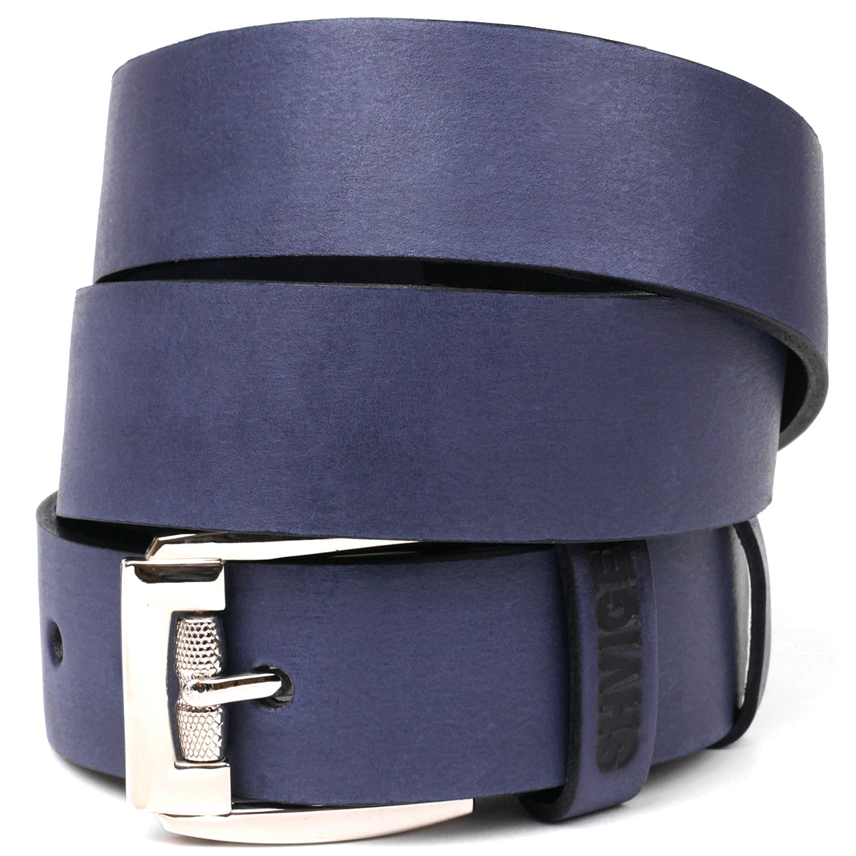 Classic Men's Leather Belt SHVIGEL 11254 Blue Natural Leather Made in Ukraine