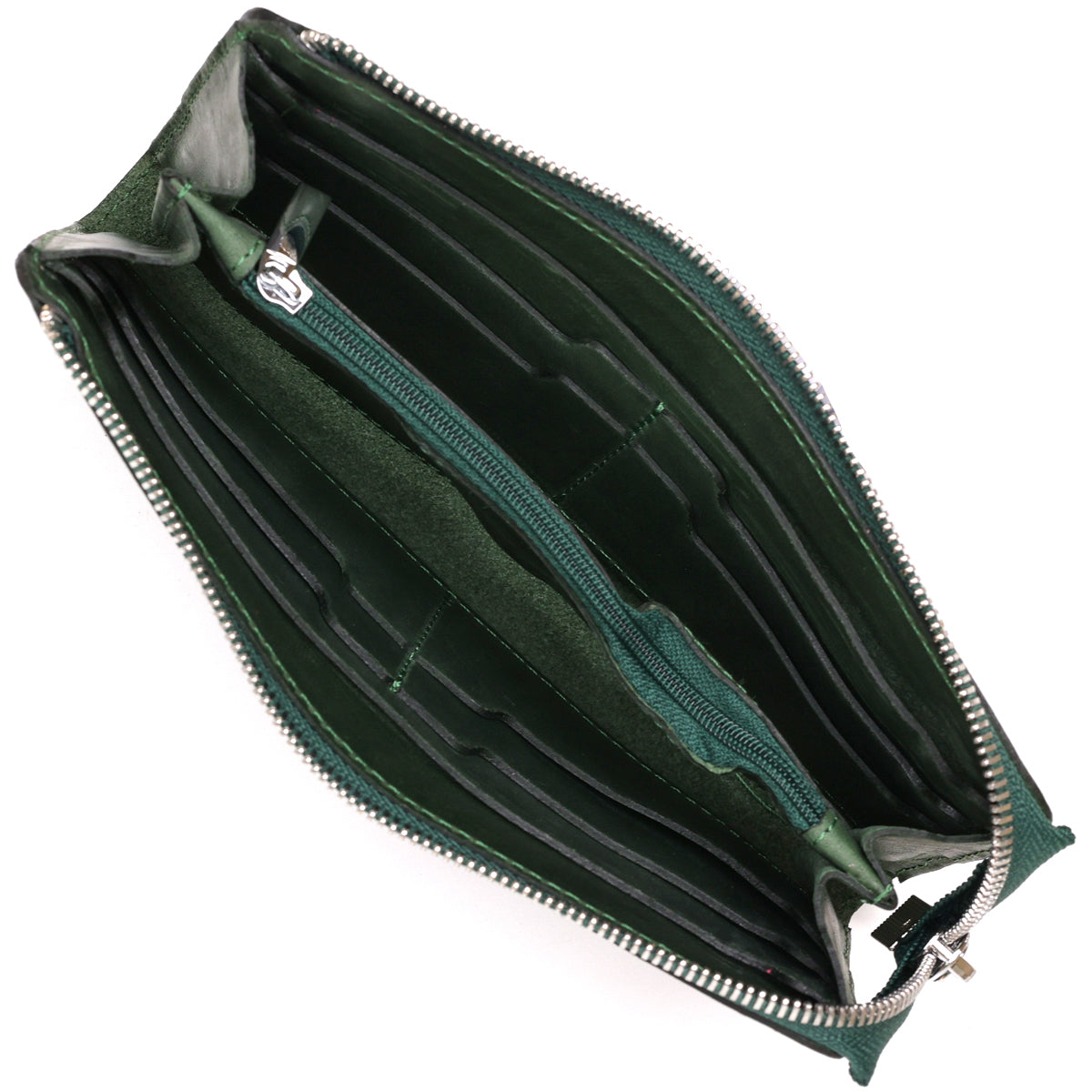 Unisex Vintage Leather Clutch SHVIGEL 16188 Green Natural Leather from Ukraine