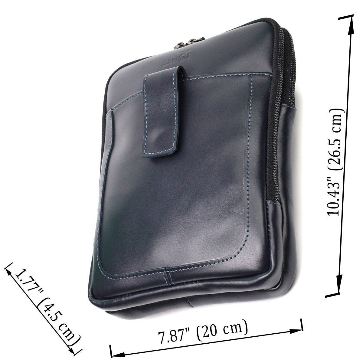 Stylish Men's Shoulder Bag SHVIGEL 22142 Blue Genuine Leather from Ukraine