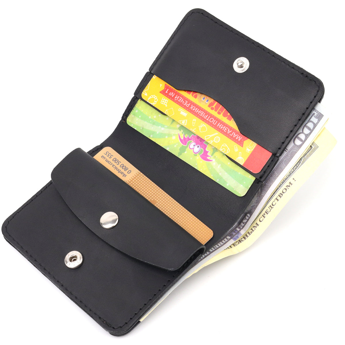 Matte Men's Wallet Natural Leather SHVIGEL 16600 Black Durable Design