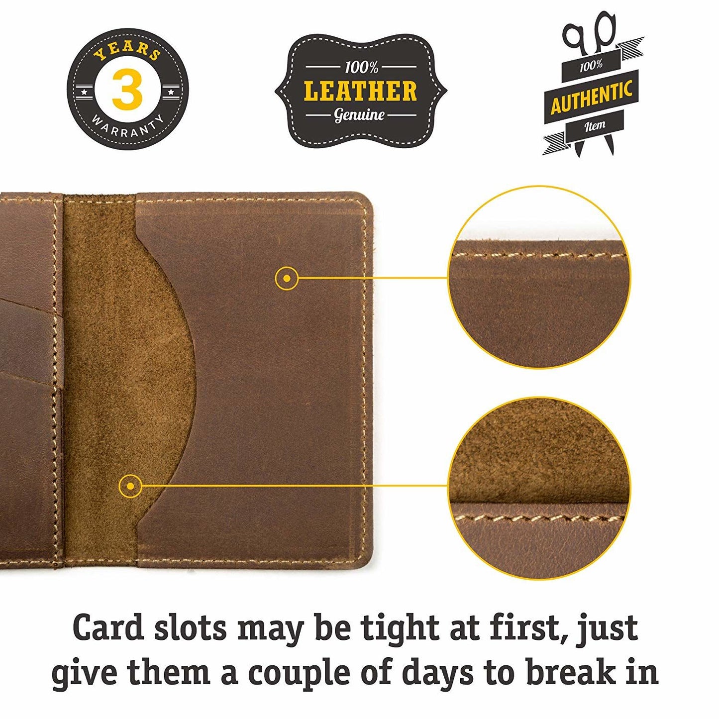 Leather Business Card Holder SHVIGEL 16146 Brown Premium Natural Leather