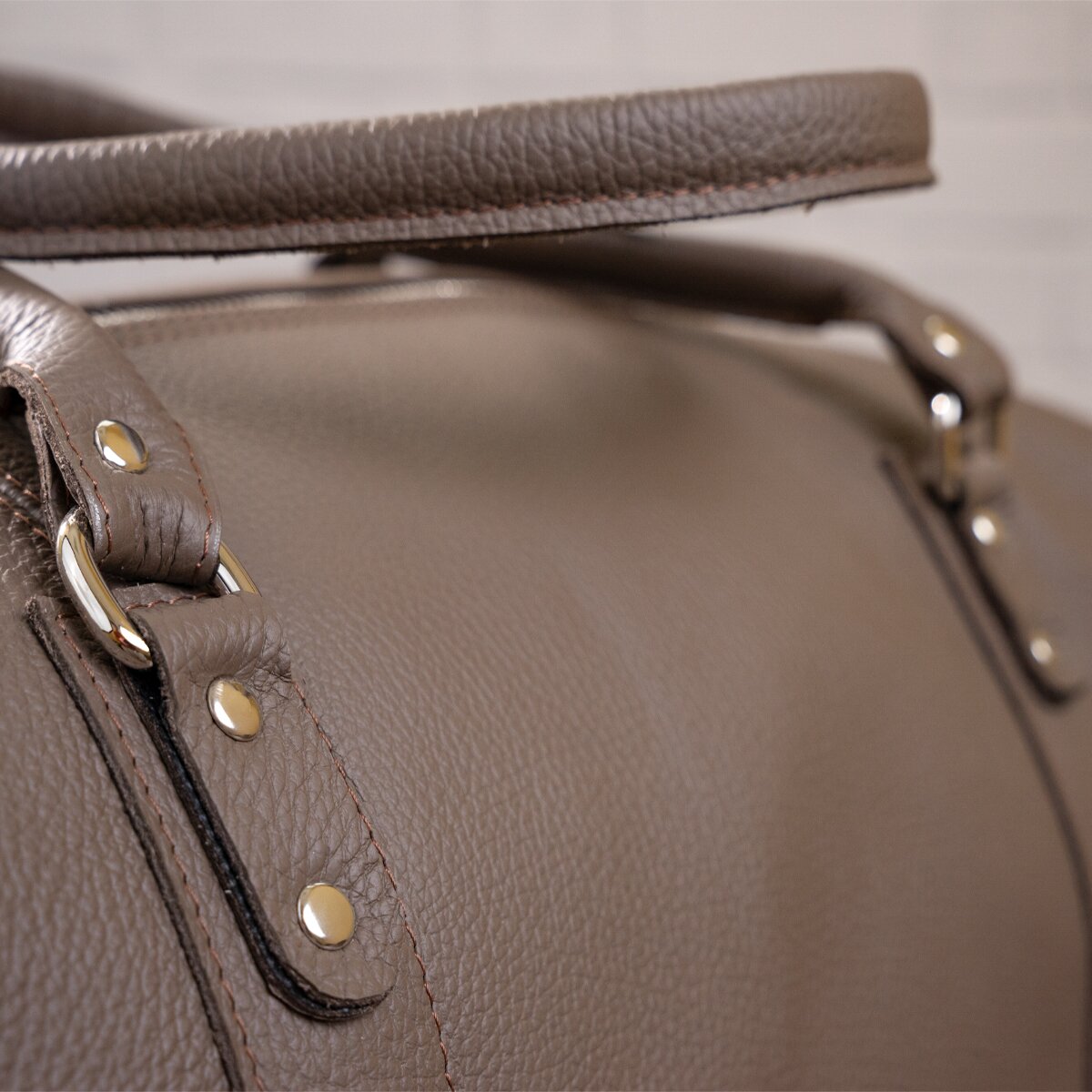 Travel Bag SHVIGEL 00889 Gray Genuine Leather Made in Ukraine