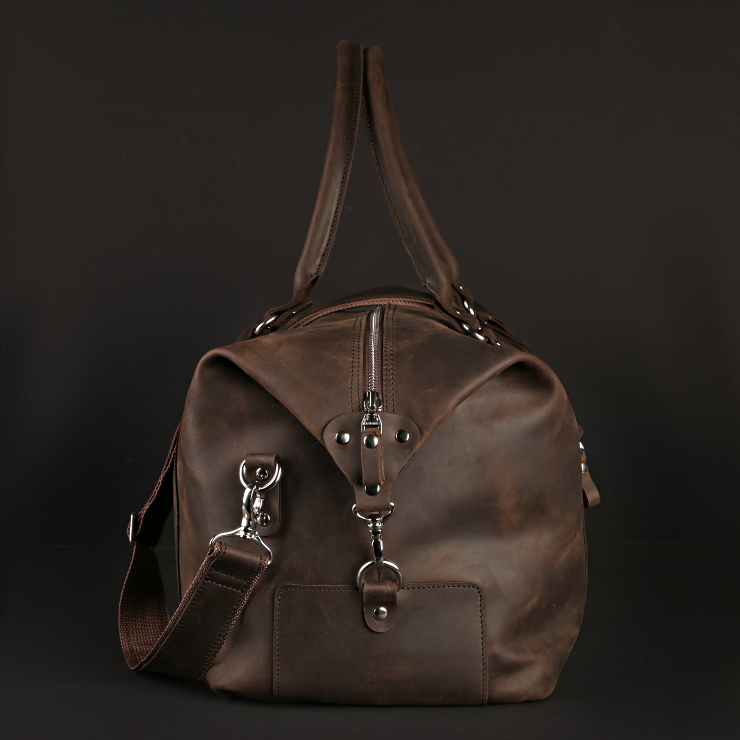 Travel Bag SHVIGEL 11019 Brown Natural Leather Handmade in Ukraine