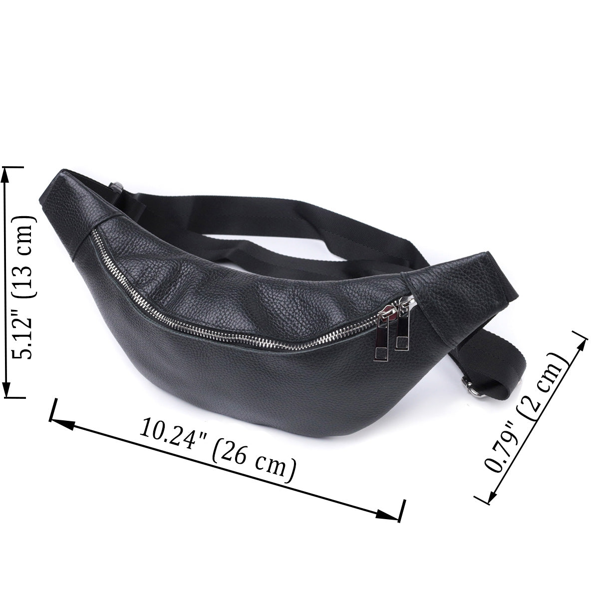 Unisex Leather Bum Bag SHVIGEL 22824 Black - Stylish Natural Leather Design