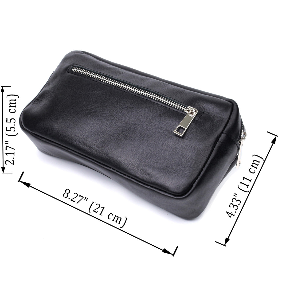 Rectangular Men's Banana Bag SHVIGEL 22825 Black Glossy Leather Made in Ukraine