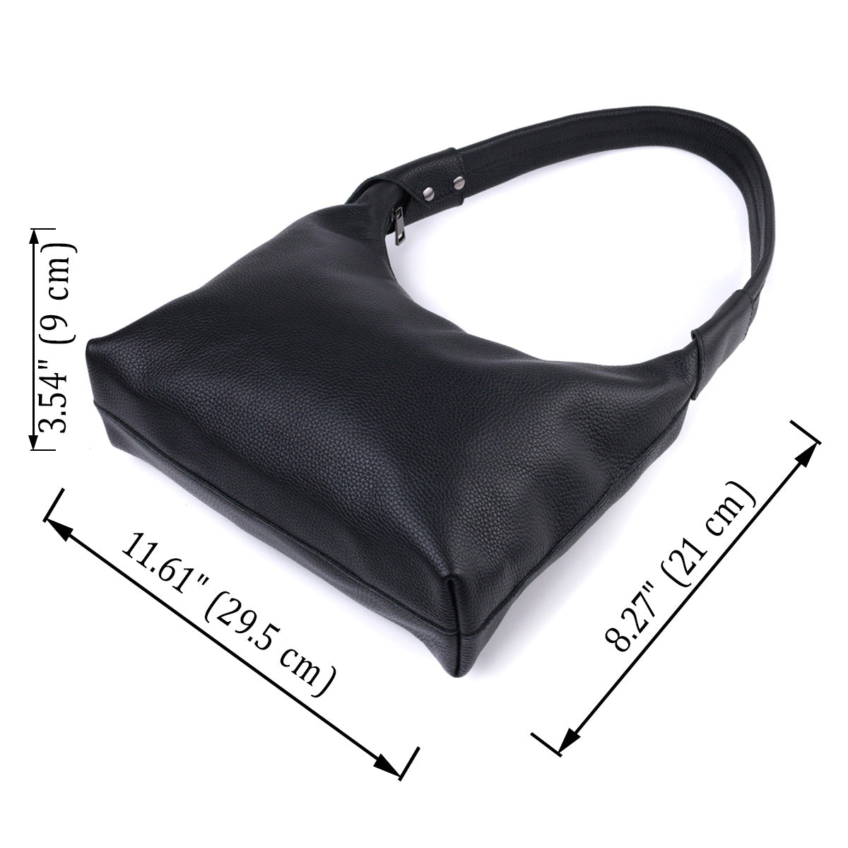 Shoulder Bag SHVIGEL 22827 Black Natural Leather Flotar - Made in Ukraine