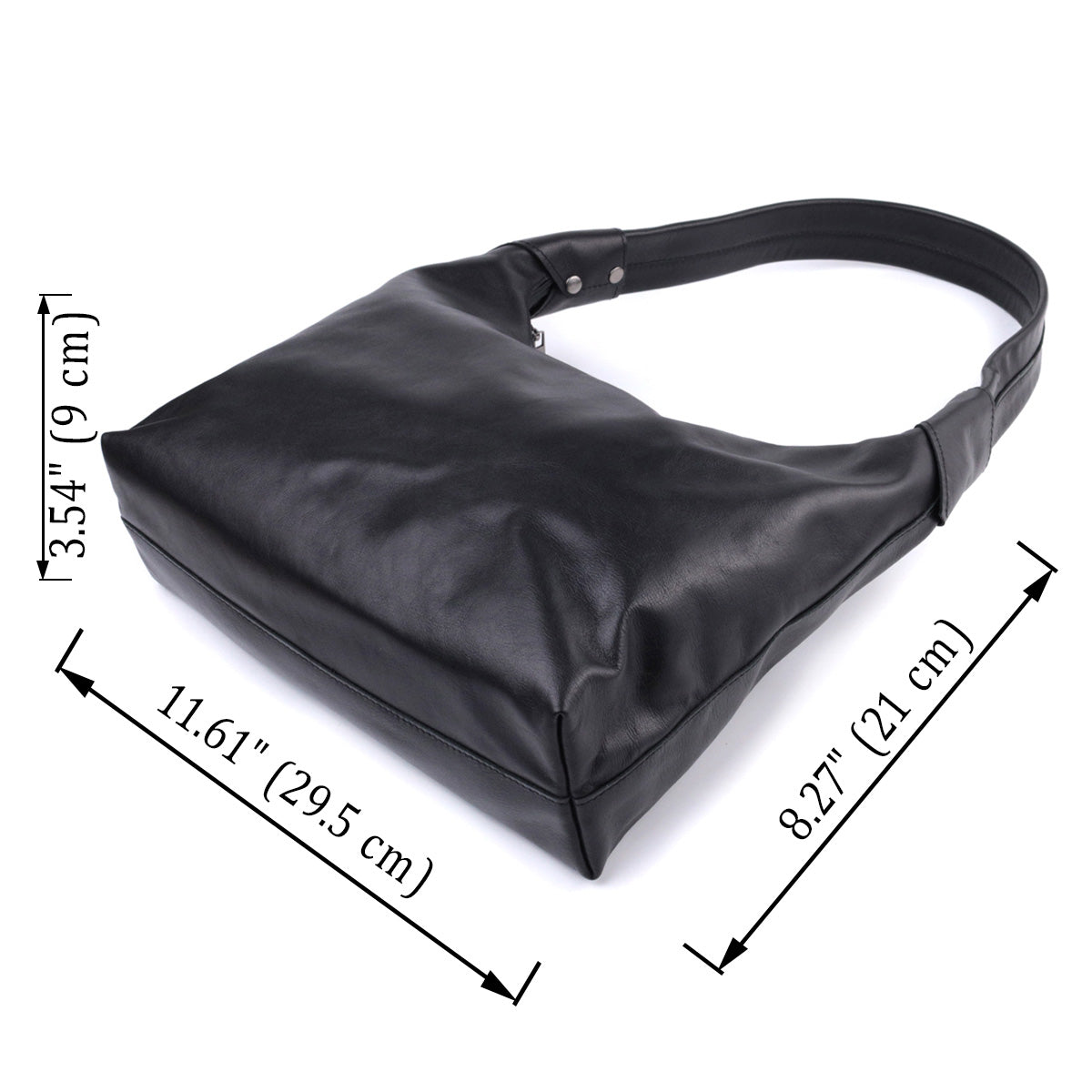 Practical Shoulder Bag for Women SHVIGEL 22828 Black Smooth Genuine Leather