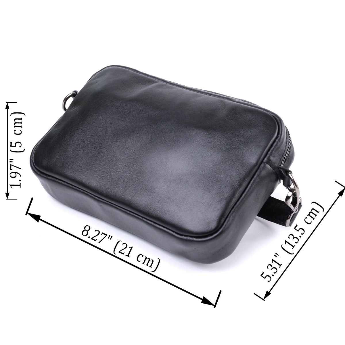 Classic Shvigel Crossbody Bag 22841 in Smooth Black Genuine Leather
