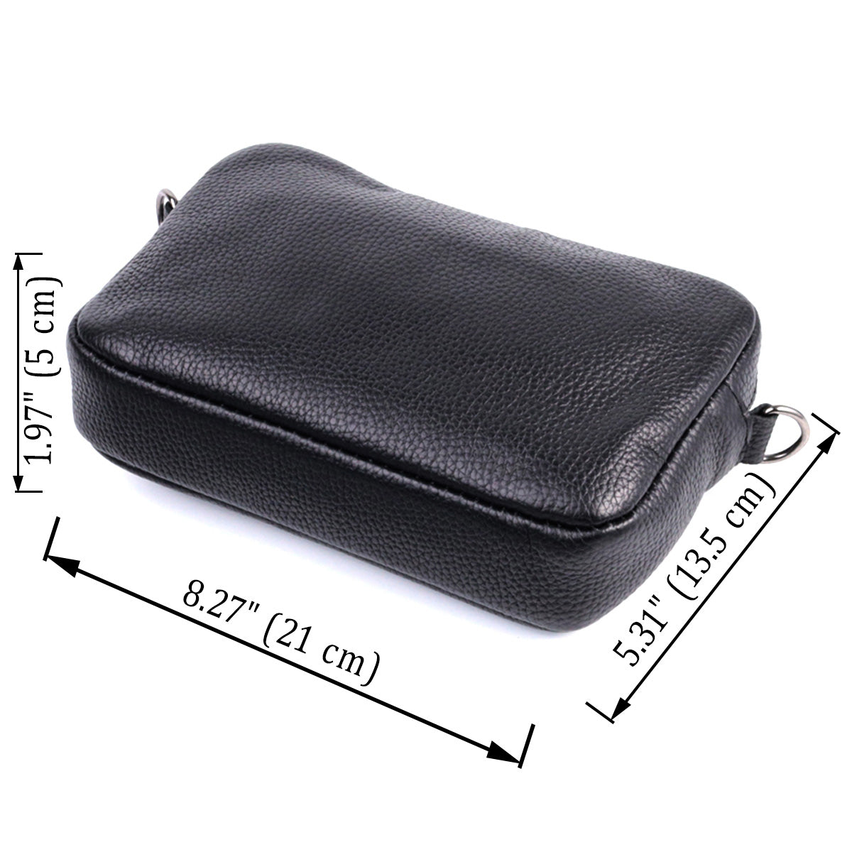 Classic Crossbody Bag Made of Grain Leather by SHVIGEL 22842 - Black Color, Premium Quality