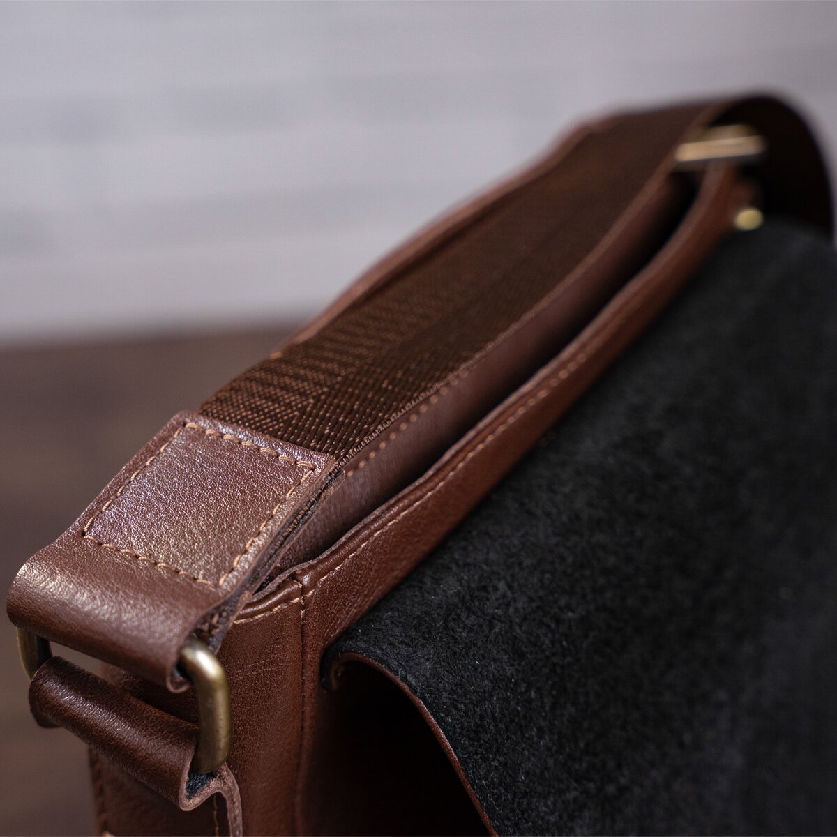 Men's Leather Bag SHVIGEL 19101 Brown Genuine Leather Handmade in Ukraine