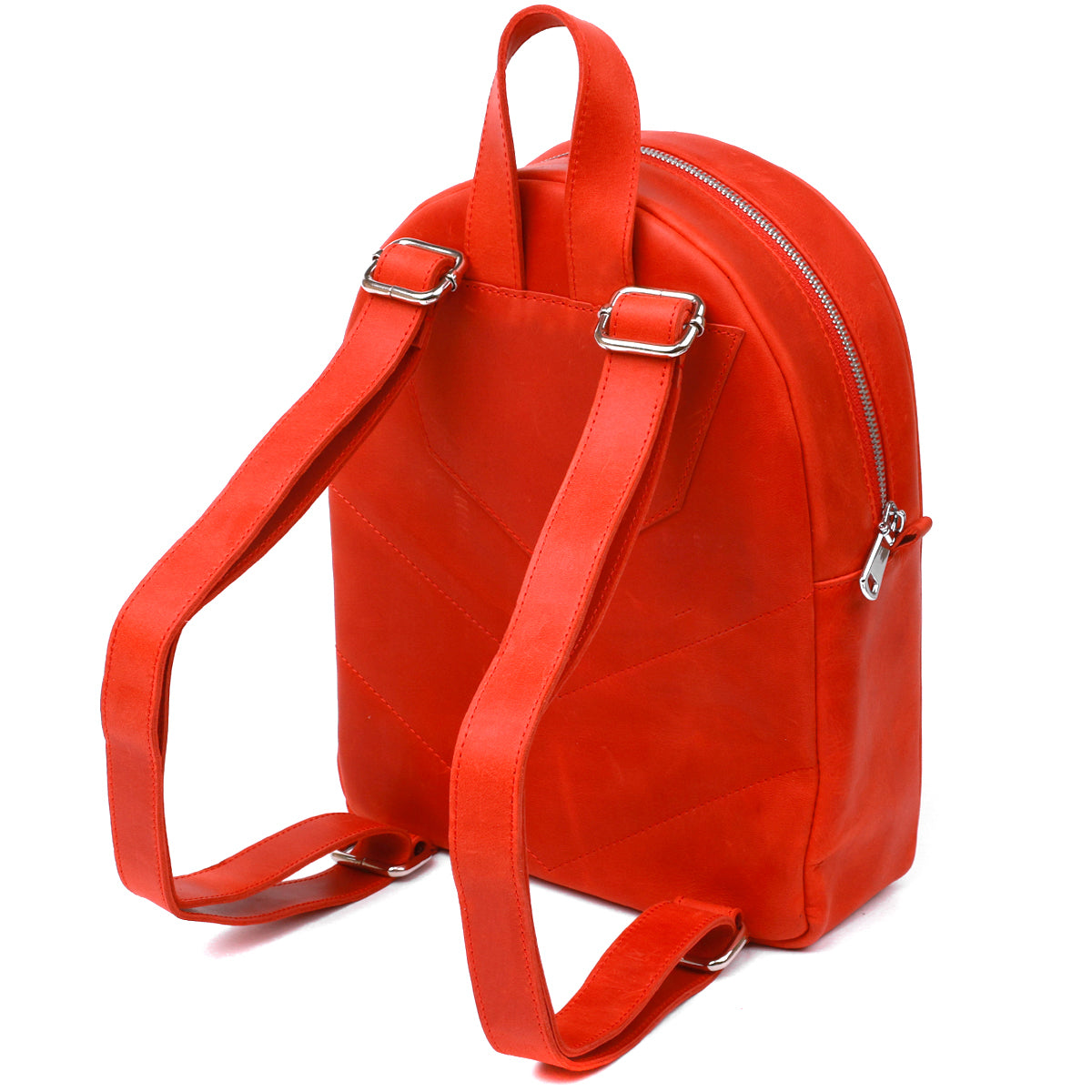 Vintage Compact Women's Backpack SHVIGEL 16312 Red Genuine Leather, Made in Ukraine