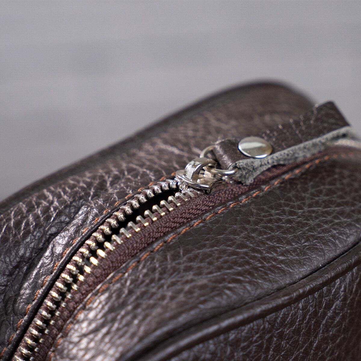 Leather Messenger Bag SHVIGEL 00899 Brown Genuine Leather, Made in Ukraine