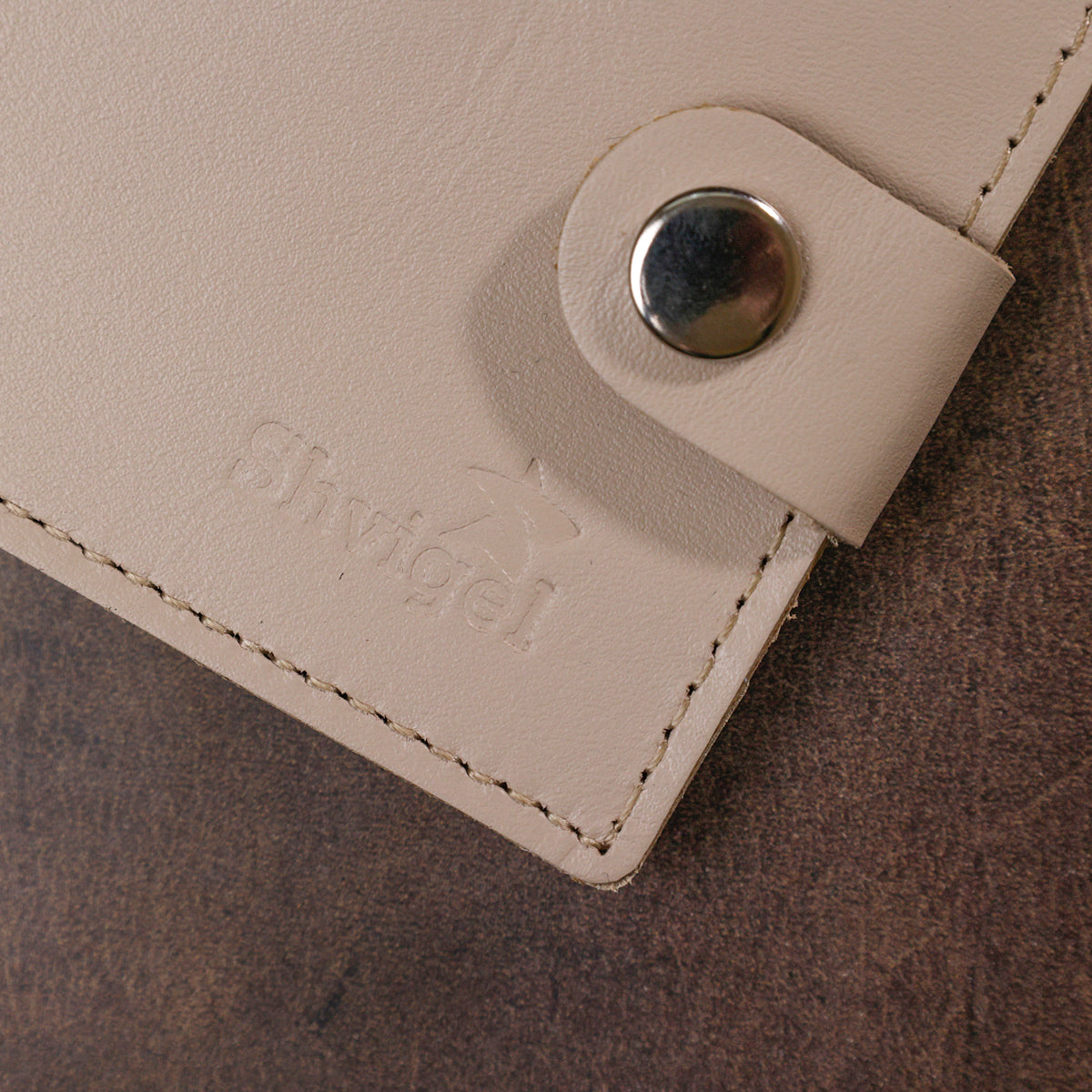 Stylish Leather Wallet SHVIGEL 16447 Beige Natural Leather Made in Ukraine
