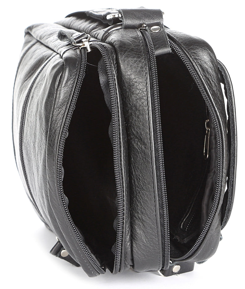 Men's Leather Bag SHVIGEL 00926 Black Handmade in Ukraine, Durable Natural Leather