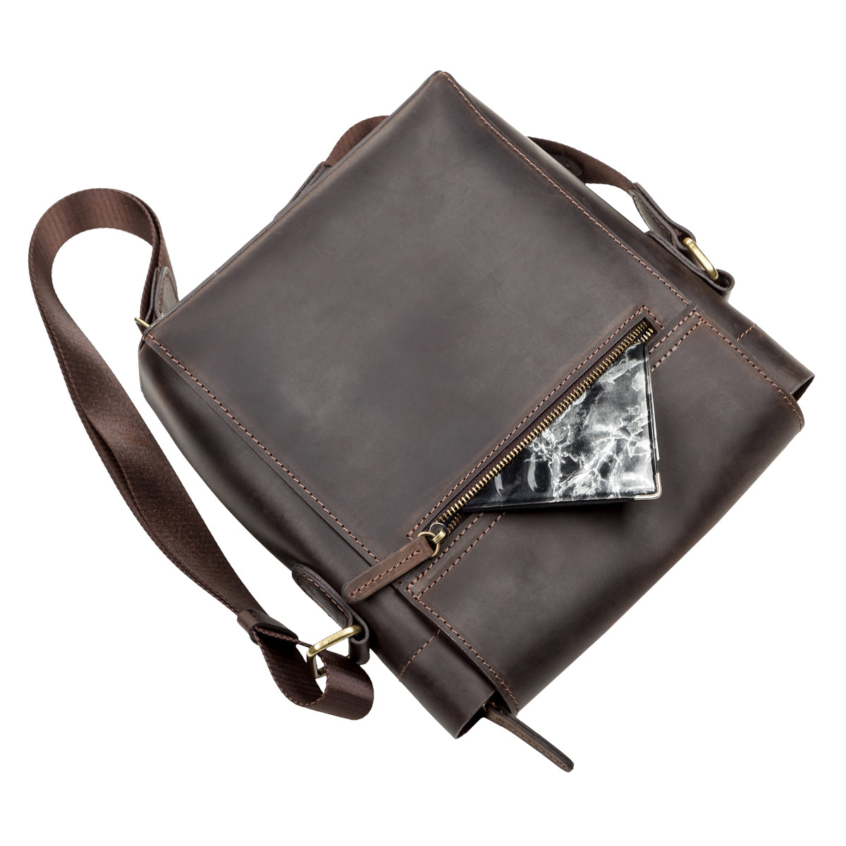 Men's Leather Bag SHVIGEL 11095 Brown Natural Leather High-Quality Design